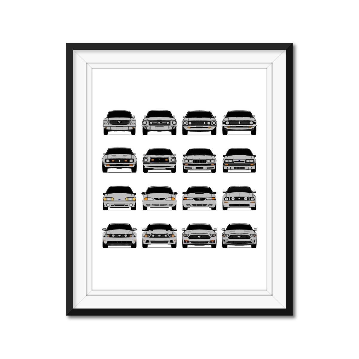 Ford Mustang Generations Inspired Poster Print Wall Art Handmade Decor ...